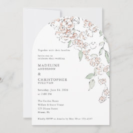 Convites Casamento Floral Rosa Mínimo