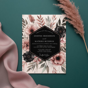 Convites Casamento Floral Rosa Poeirento no Bosque