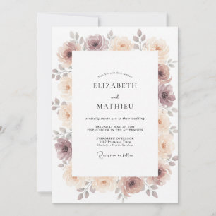 Convites Casamento Floral Rosa Poente Malva