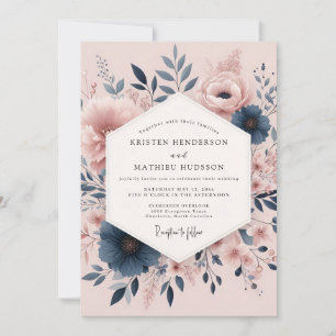 Convites Casamento Floral Rosa Poente Serenidade