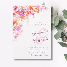 Convites Casamento Floral Rosa Romance Flor de Cerejeira Pa