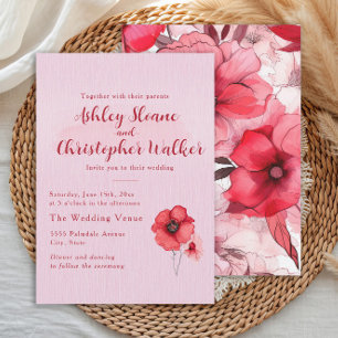 Convites Casamento Floral Rosa Romântico