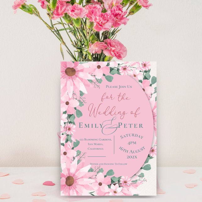 Convites Casamento Floral Rosa-Rosa-Blush Elegante Chic (Chic Elegant Watercolor Blush Pink Floral Wedding Invitation)