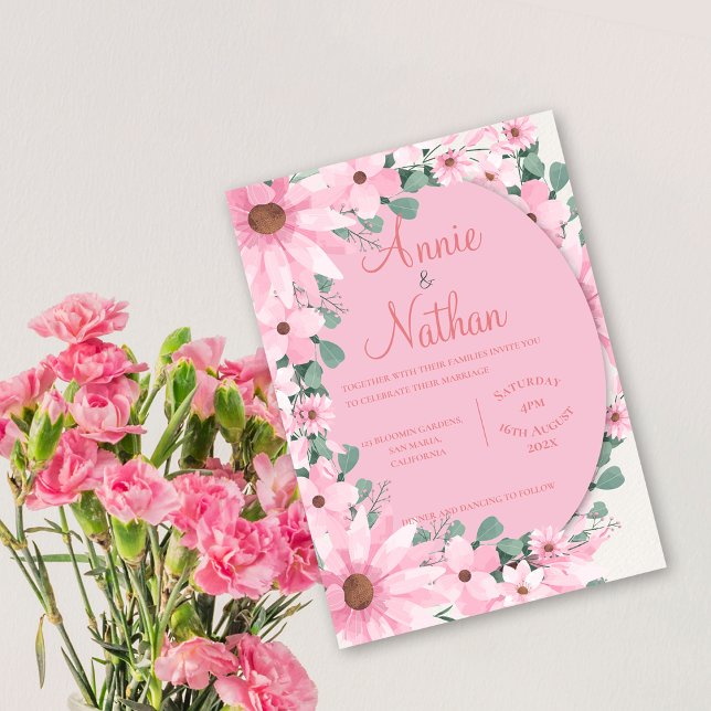 Convites Casamento Floral Rosa-Rosa-Blush Elegante Chic (Chic Elegant Watercolor Blush Pink Floral Wedding Invitation)