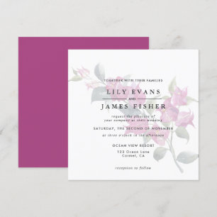 Convites Casamento Floral Rosa-Rosa-Bougainvillea do Medite