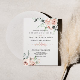 Convites Casamento Floral Rosa Rosa Rosa Clássica