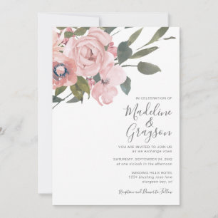 Convites Casamento Floral Rosa Rosa Rosa Rosa Rosa, Moderno