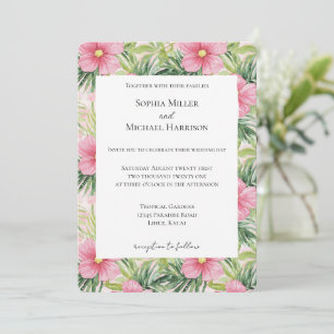 Convites Casamento Floral Rosa-Rosa-Tropical
