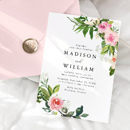 Convites Casamento Floral Rosa Suave