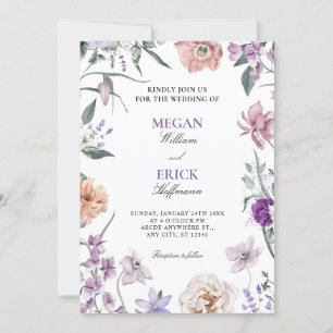 Convites Casamento floral roxo