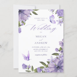 Convites Casamento floral roxo
