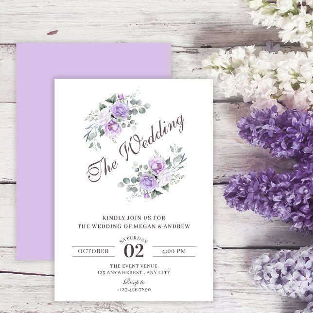 Convites Casamento floral roxo (Criador carregado)