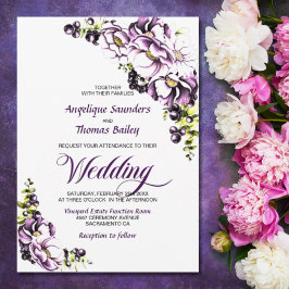 Convites Casamento Floral Roxo