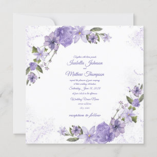 Convites Casamento Floral Roxo
