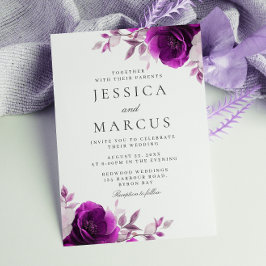 Convites Casamento Floral Roxo Ametist Indigo & Violet