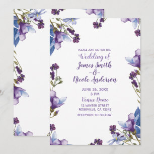Convites Casamento Floral Roxo das Flores de primavera