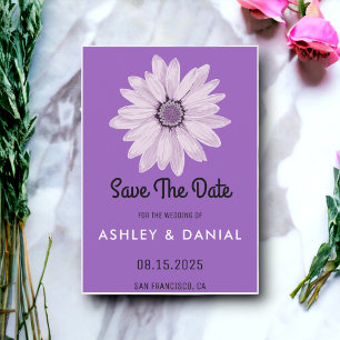 Convites Casamento floral roxo de cor branca Salve a data