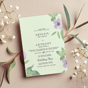 Convites Casamento floral roxo de primavera mint verde lava