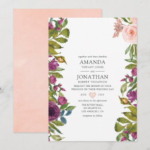 Convites Casamento Floral Roxo e Bege