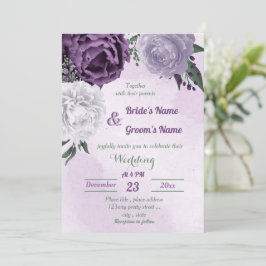 Convites casamento floral roxo e branco