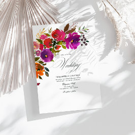 Convites Casamento Floral Roxo e Laranja