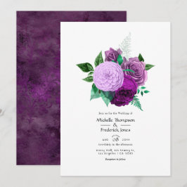 Convites Casamento Floral Roxo e Verde