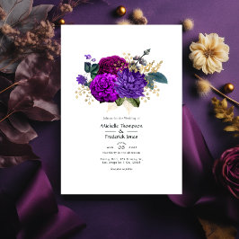 Convites Casamento Floral Roxo e Violeta