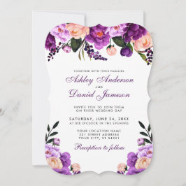 Convites Casamento Floral Roxo Elegante Ultra Violeta PS