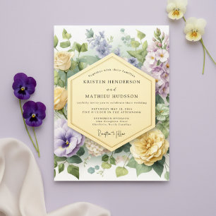 Convites Casamento Floral Roxo em Flor