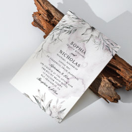 Convites Casamento floral roxo empoeirado em aquarela elega