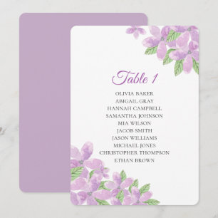 Convites Casamento floral roxo. Gráficos de assentos de flo