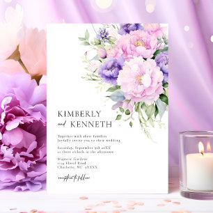 Convites Casamento Floral Roxo Lavanda Rosa Violeta Chic