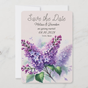 Convites Casamento Floral Roxo Lilac Salva a Data