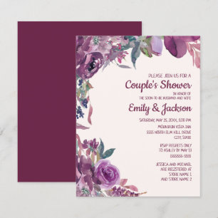 Convites Casamento Floral Roxo Lilás Boho de Casal