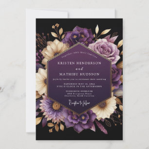 Convites Casamento Floral Roxo Profundo Opulento