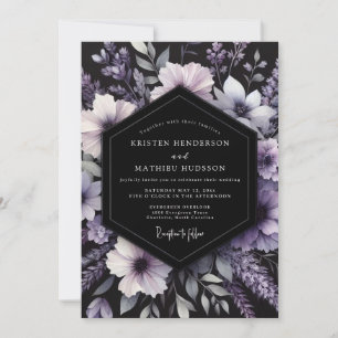 Convites Casamento Floral Roxo Profundo Romance