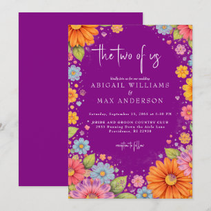 Convites Casamento Floral Roxo Retro Nós Dois