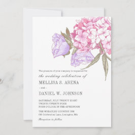 Convites Casamento Floral Roxo Rosa Elegante