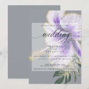 Convites Casamento Floral Roxo-Roxo-Elegante Negrito