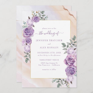 Convites Casamento Floral Roxo Rústico