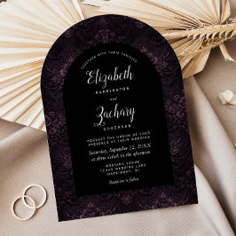 Convites Casamento Floral Roxo Sombrio Preto Arco