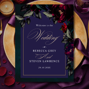 Convites Casamento Floral Roxo Turquesa Gótico Sombrio