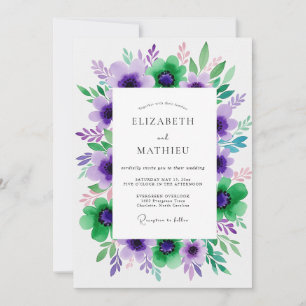 Convites Casamento Floral Roxo Verde