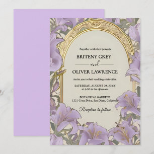Convites Casamento Floral Roxo Vintage William Morris
