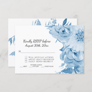 Convites Casamento Floral RSVP Azul Claro n Branco