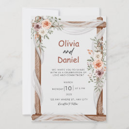 Convites Casamento Floral Russo Branco Castanho