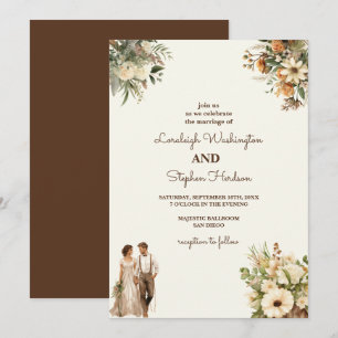 Convites Casamento Floral Russo Com Elegância Moderna