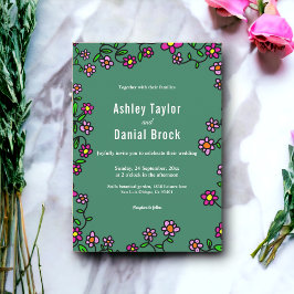 Convites Casamento Floral Russo de Rosas Coloridos Botânico