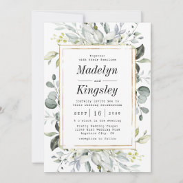 Convites Casamento Floral Russo Dourado e Azul