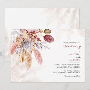 Convites Casamento Floral Russo Pampas Grass Tan